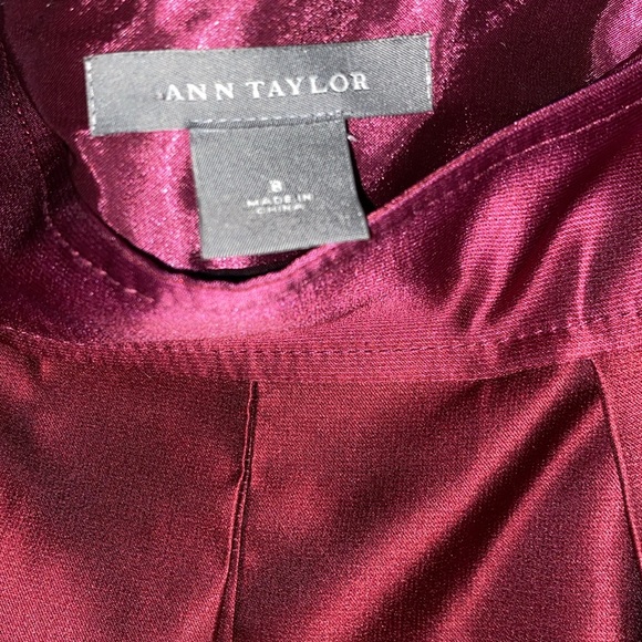 🌺Ann Taylor Ombre Silk Blend Womens Pleated w/Pockets Wine Sz8 A-line Skirt - Picture 7 of 8